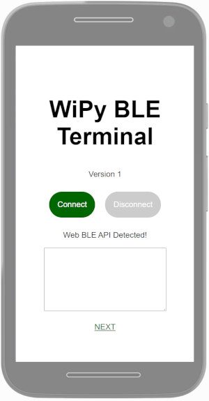 Screenshot of WiPy BLE Terminal